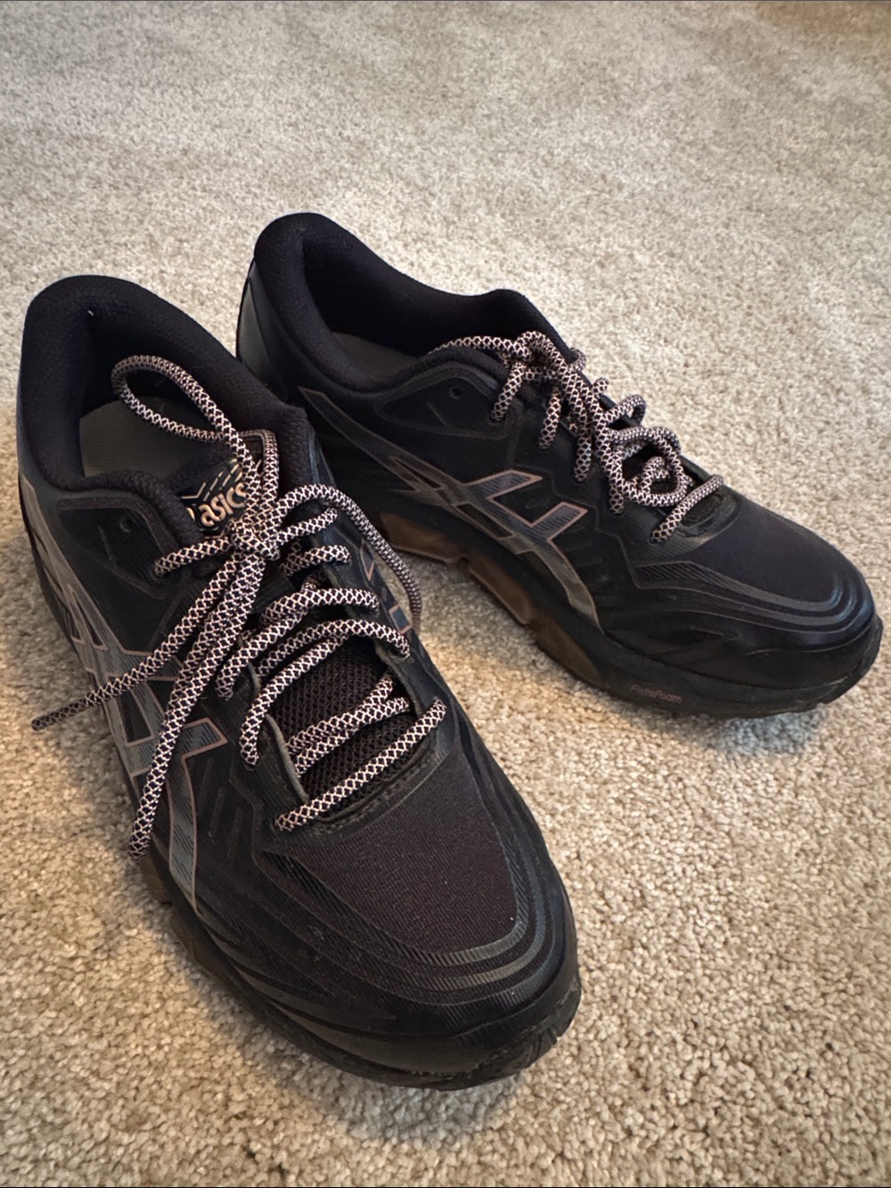 ASICS Black Athletic Shoes with Contrasting White-Black Laces